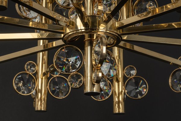 Large Gilt Brass Chandelier attributed to Palwa for Sciolari, Germany, 1970s-UGR-1446853