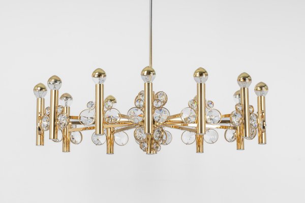 Large Gilt Brass Chandelier attributed to Palwa for Sciolari, Germany, 1970s-UGR-1446849