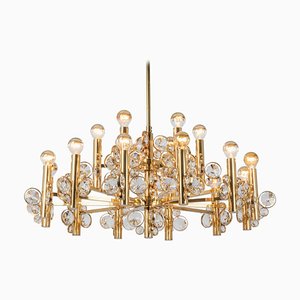 Large Gilt Brass Chandelier attributed to Palwa for Sciolari, Germany, 1970s-UGR-1446853