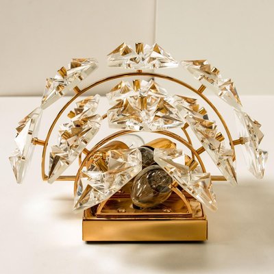 Large Gilt Brass & Faceted Crystal Sconce from Kinkeldey-VDW-824819