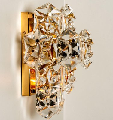 Large Gilt Brass & Faceted Crystal Sconce from Kinkeldey-VDW-824819