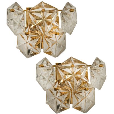 Large Gilt Brass & Faceted Crystal Sconce from Kinkeldey-VDW-824819