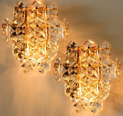 Large Gilt Brass & Faceted Crystal Sconce from Kinkeldey-VDW-824819