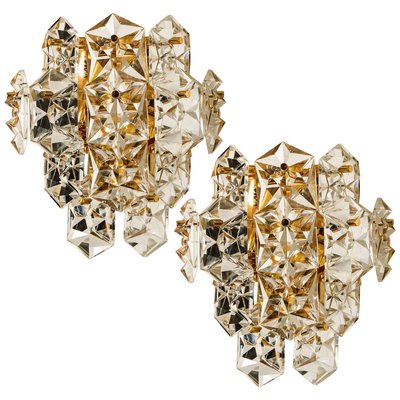 Large Gilt Brass & Faceted Crystal Sconce from Kinkeldey-VDW-824819