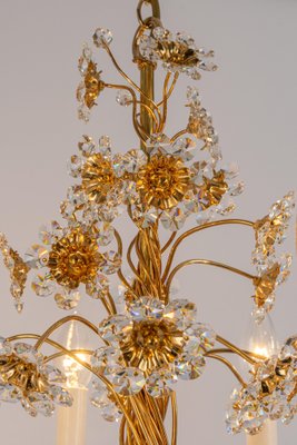 Large Gilt Brass Flower-Shaped Chandelier from Palwa, Germany, 1970s-UGR-1260486