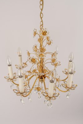 Large Gilt Brass Flower-Shaped Chandelier from Palwa, Germany, 1970s-UGR-1260486