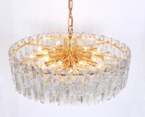 Large Gilt Brass Glass Chandelier Palazzo from Kalmar, Austria, 1970s-UGR-1085830