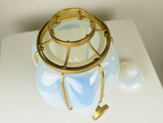 Large Gilted Metal & Iridescent Murano Glass Sconce, 1940s-RD-2022641