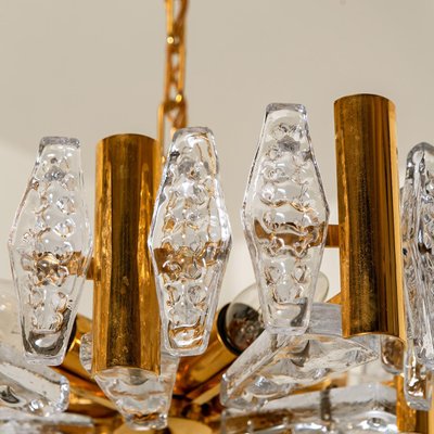 Large Glass and Brass Chandelier by Orrefors, 1960s-VDW-1300438