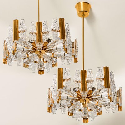 Large Glass and Brass Chandelier by Orrefors, 1960s-VDW-1300438