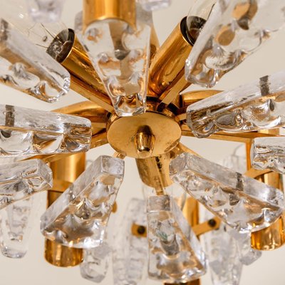 Large Glass and Brass Chandelier by Orrefors, 1960s-VDW-1300438