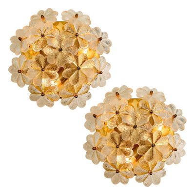 Large Glass and Brass Floral Wall Light from Ernst Palme, 1970s-VDW-829147