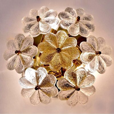 Large Glass and Brass Floral Wall Light from Ernst Palme, 1970s-VDW-829147