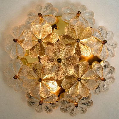 Large Glass and Brass Floral Wall Light from Ernst Palme, 1970s-VDW-829147