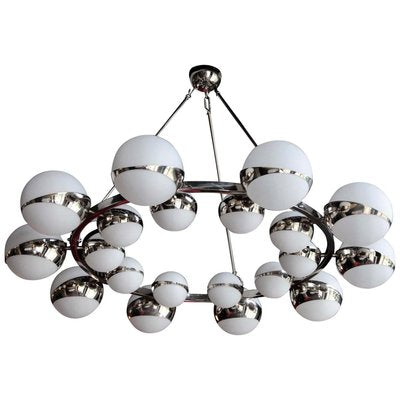 Large Glass and Chrome Chandelier in the Style of Stilnovo, 2000s-VLZ-631841