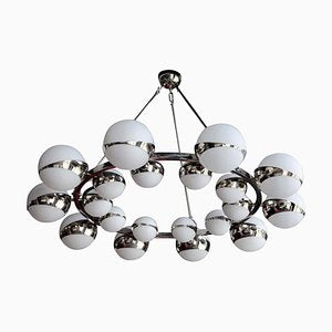 Large Glass and Chrome Chandelier in the Style of Stilnovo, 2000s-VLZ-631841