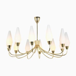 Large Glass Classic Chandelier in the Style of Stilnovo, 1950s-UGR-1085551