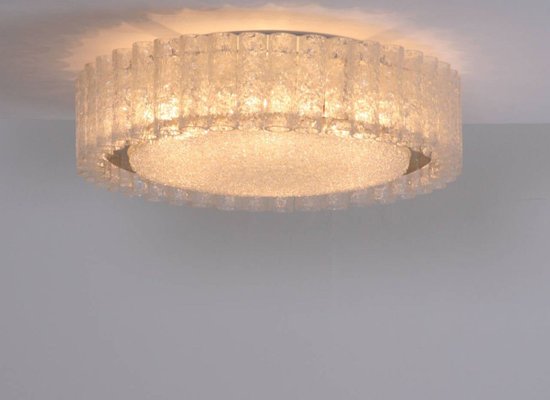 Large Glass Flush Mount or Sconce with Brass Surround from Doria Leuchten, 1960s-VLZ-632097