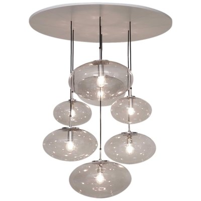 Large Glass Globe Cascade Chandelier from Glashütte Limburg, 1960s-VLZ-632062