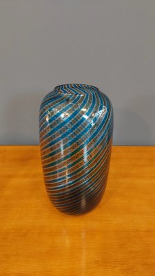 Large Glass Vase in Blown Glass with Twisted Canes by Paolo Venini for Venini, Italy, 1980s-QZZ-1773504