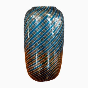 Large Glass Vase in Blown Glass with Twisted Canes by Paolo Venini for Venini, Italy, 1980s-QZZ-1773504