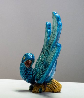 Large Glazed Ceramic / Chamotte Blue Parrot by Gunnar Nylund for Rörstrand, 1960-JE-1738829