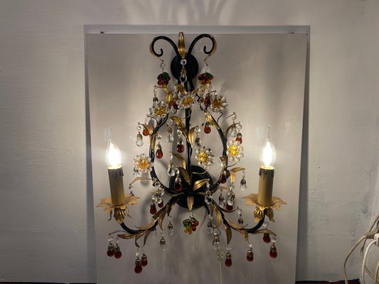 Large Gold Gilded Murano Glass Sconces, 1980s, Set of 2-JJC-1755124