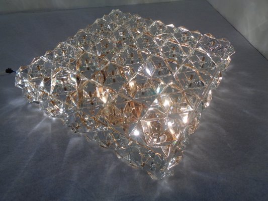 Large Gold-Plated & Crystal Glass Flush Mount Light from Kinkeldey, 1970s-RDW-692087