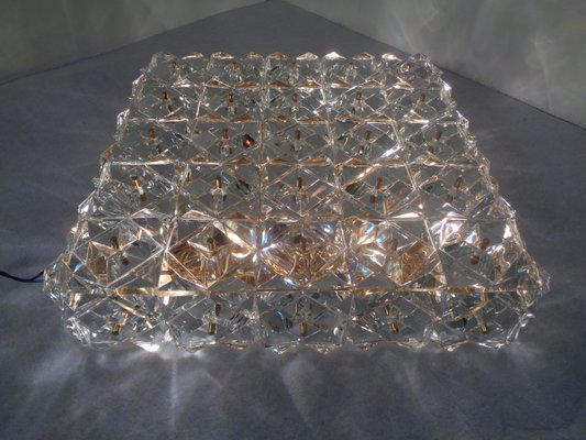 Large Gold-Plated & Crystal Glass Flush Mount Light from Kinkeldey, 1970s-RDW-692087