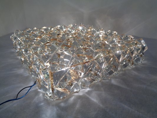 Large Gold-Plated & Crystal Glass Flush Mount Light from Kinkeldey, 1970s-RDW-692087