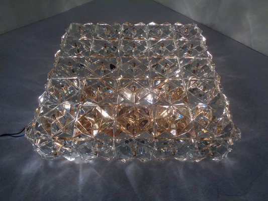 Large Gold-Plated & Crystal Glass Flush Mount Light from Kinkeldey, 1970s-RDW-692087