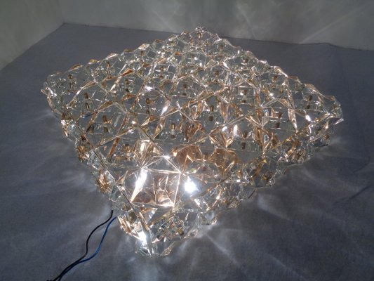 Large Gold-Plated & Crystal Glass Flush Mount Light from Kinkeldey, 1970s-RDW-692087