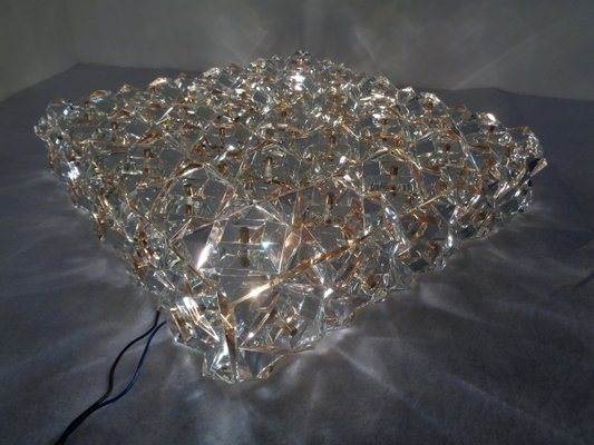 Large Gold-Plated & Crystal Glass Flush Mount Light from Kinkeldey, 1970s-RDW-692087