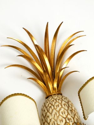 Large Gold-Plated Pineapple Florentine Wall Lamp in Metal and Ceramic by Charles Maison Jansen, 1970s-RR-2043182