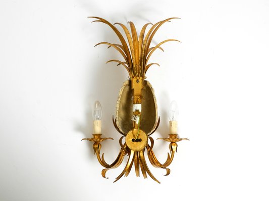 Large Gold-Plated Pineapple Florentine Wall Lamp in Metal and Ceramic by Charles Maison Jansen, 1970s-RR-2043182