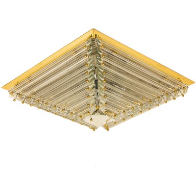 Large Gold-Plated Pyramid Flush Mount from Venini, Italy, 1970s-VDW-1735624