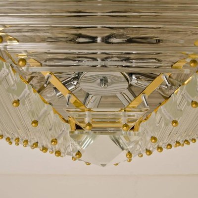 Large Gold-Plated Pyramid Flush Mount from Venini, Italy, 1970s-VDW-1735624