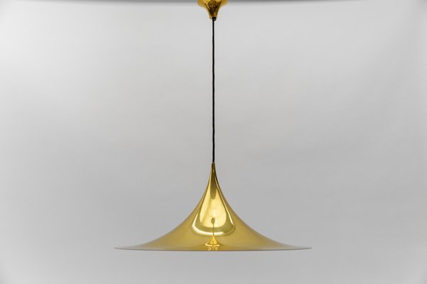 Large Gold Semi Pendant Lamp by Claus Bonderup & Torsten Thorup for Fog & Mørup, 1970s-KQB-1756467