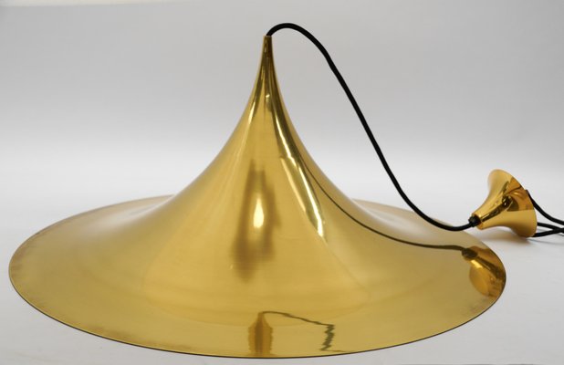 Large Gold Semi Pendant Lamp by Claus Bonderup & Torsten Thorup for Fog & Mørup, 1970s-KQB-1756467