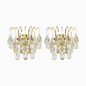 Large Golden Gilded Brass and Crystal Sconces from Palwa, Germany, 1970s, Set of 2-UGR-1085811