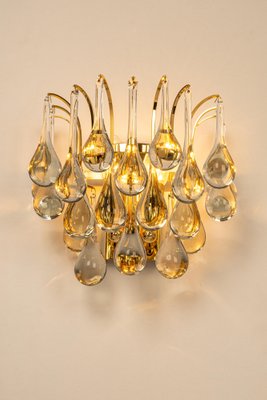 Large Golden Gilded Brass & Crystal Sconces by C.Palme, Germany, 1970s, Set of 2-UGR-1195092