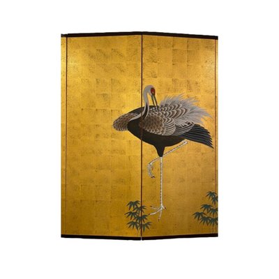 Large Golden Oriental Screen with Cranes, 1960s-RFP-2029049