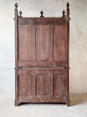 Large Gothic Revival Carved Walnut Armoire, France, 1890s-TDA-1376280