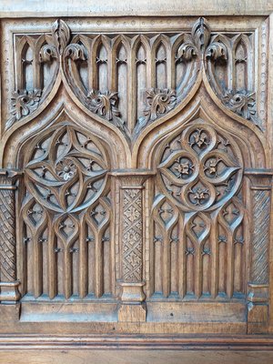 Large Gothic Revival Carved Walnut Armoire, France, 1890s-TDA-1376280