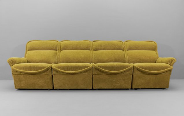 Large Green Sofa Set in Teddy Fabric, Italy, 1960s, Set of 6-KQB-1782008