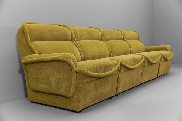 Large Green Sofa Set in Teddy Fabric, Italy, 1960s, Set of 6-KQB-1782008