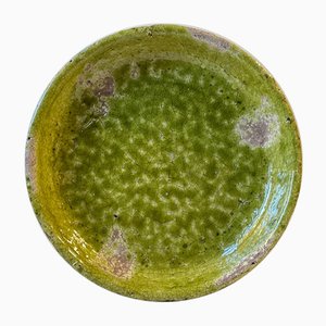 Large Green Stoneware Centerpiece in Raku Crackle Glaze-LCR-1021726