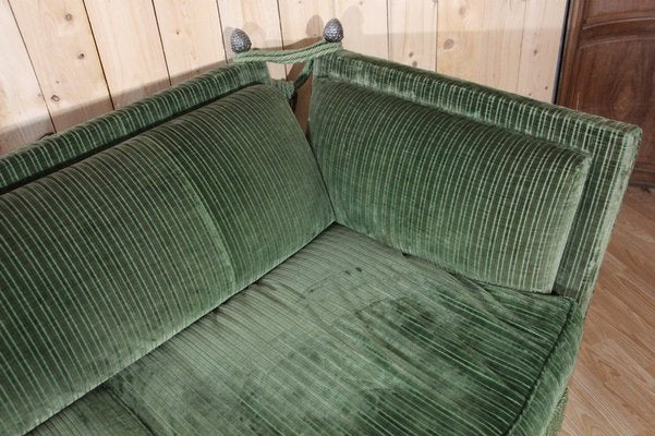 Large Green Velvet Sofa attributed to Maison Jansen, 1980s-KMQ-2040941