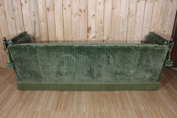 Large Green Velvet Sofa attributed to Maison Jansen, 1980s-KMQ-2040941