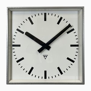 Large Grey Square Wall Clock from Pragotron, 1970s-CGF-1393535